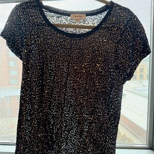 Calvin Klein Black Top with silver Sequin Accents